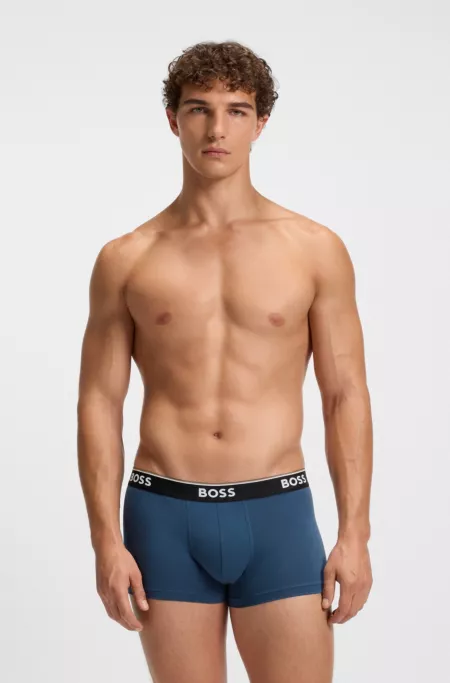 Three-pack of stretch-cotton trunks with logo waistbands