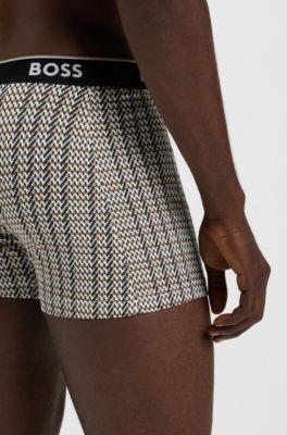 Set van drie boxershorts met logotailleband van stretchkatoen, Zwart / Beige