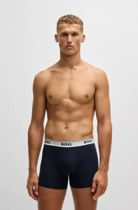 Three-pack of stretch-cotton boxer briefs with logos