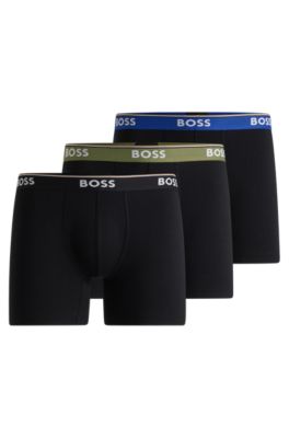 Boxer in cotone elasticizzato con logo in confezione da tre, Nero