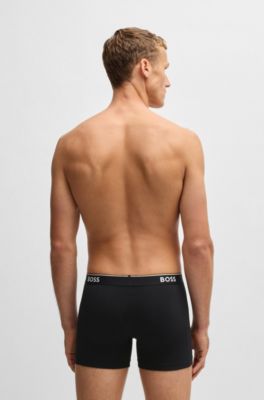 Boxer in cotone elasticizzato con logo in confezione da tre, Nero