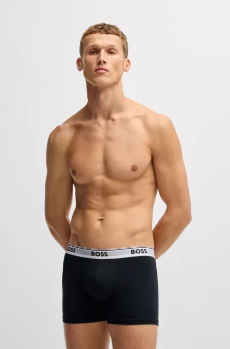 Three-pack of stretch-cotton boxer briefs with logos