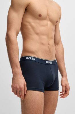 Dreierpack eng anliegende Boxershorts mit kurzem Bein aus Stretch-Baumwolle mit Logo-Bund, Turquoise / Blue