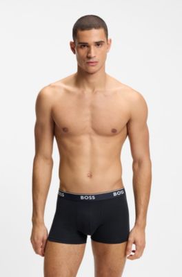 Dreierpack eng anliegende Boxershorts mit kurzem Bein aus Stretch-Baumwolle mit Logo-Bund, Turquoise / Blue