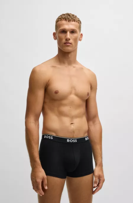 Three-pack of logo-waistband trunks in stretch cotton