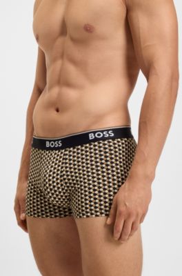 Dreierpack eng anliegende Boxershorts mit kurzem Bein aus Stretch-Baumwolle mit Logo-Bund, Black / Beige