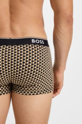Dreierpack eng anliegende Boxershorts mit kurzem Bein aus Stretch-Baumwolle mit Logo-Bund, Black / Beige