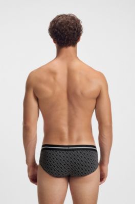 Three-pack of logo briefs in stretch cotton, Black / Grey