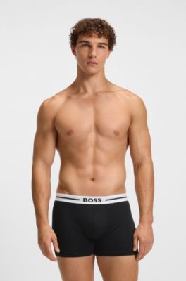 Three-pack of stretch-cotton boxer briefs with logo, Black