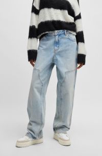 Baggy-Fit Jeans aus festem blauem Denim, Hellblau
