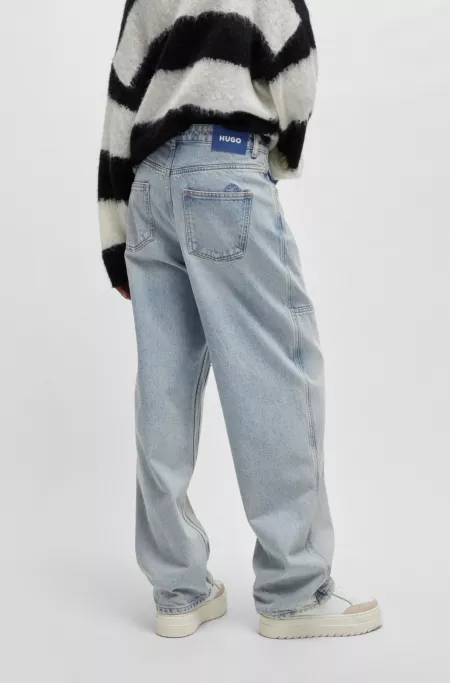 Baggy-fit jeans in blue rigid denim