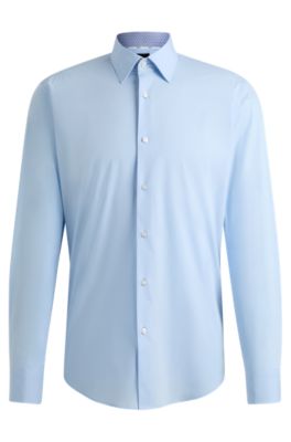 BOSS - Regular-fit shirt in easy-iron stretch-cotton poplin