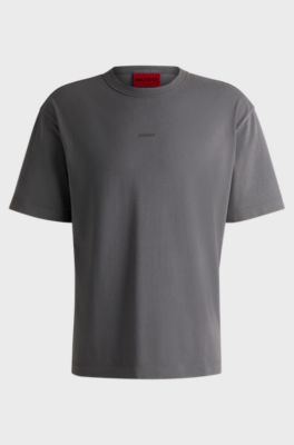Cotton-jersey relaxed-fit T-shirt with logo print, Dark Grey