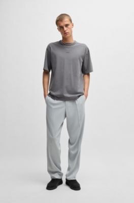 Cotton-jersey relaxed-fit T-shirt with logo print, Dark Grey