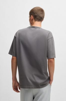 Cotton-jersey relaxed-fit T-shirt with logo print, Dark Grey