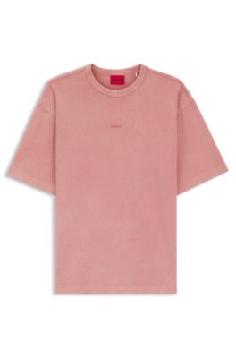 Cotton-jersey relaxed-fit T-shirt with logo print, Light Pink