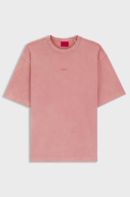 Cotton-jersey relaxed-fit T-shirt with logo print, Light Pink
