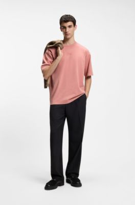 Cotton-jersey relaxed-fit T-shirt with logo print, light pink