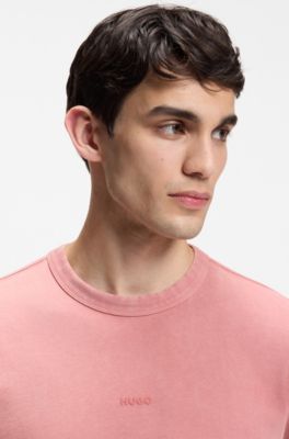 Cotton-jersey relaxed-fit T-shirt with logo print, Light Pink
