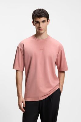 Cotton-jersey relaxed-fit T-shirt with logo print, light pink