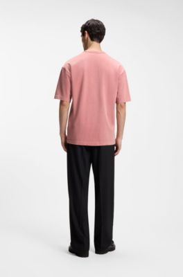 Cotton-jersey relaxed-fit T-shirt with logo print, light pink