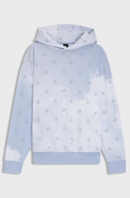 Cloud-artwork hoodie with Double B monograms, Light Blue