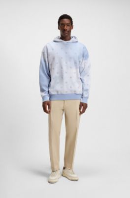 Cloud-artwork hoodie with Double B monograms, Light Blue