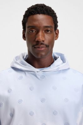 Cloud-artwork hoodie with Double B monograms, Light Blue