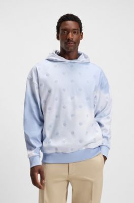 Cloud-artwork hoodie with Double B monograms, Light Blue