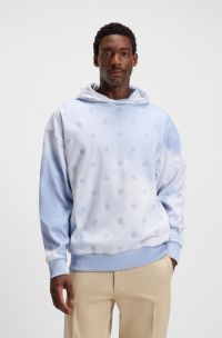 Cloud-artwork hoodie with Double B monograms, Light Blue