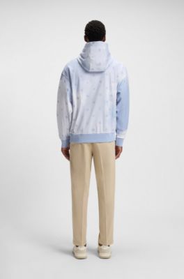 Cloud-artwork hoodie with Double B monograms, Light Blue