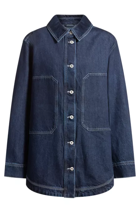 Oversized-fit denim jacket with contrast stitching