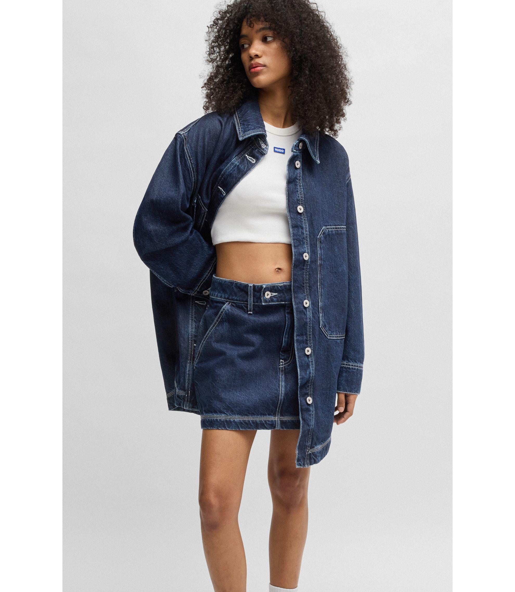 HUGO - オーバーサイズフィット デニムジャケット コントラスト