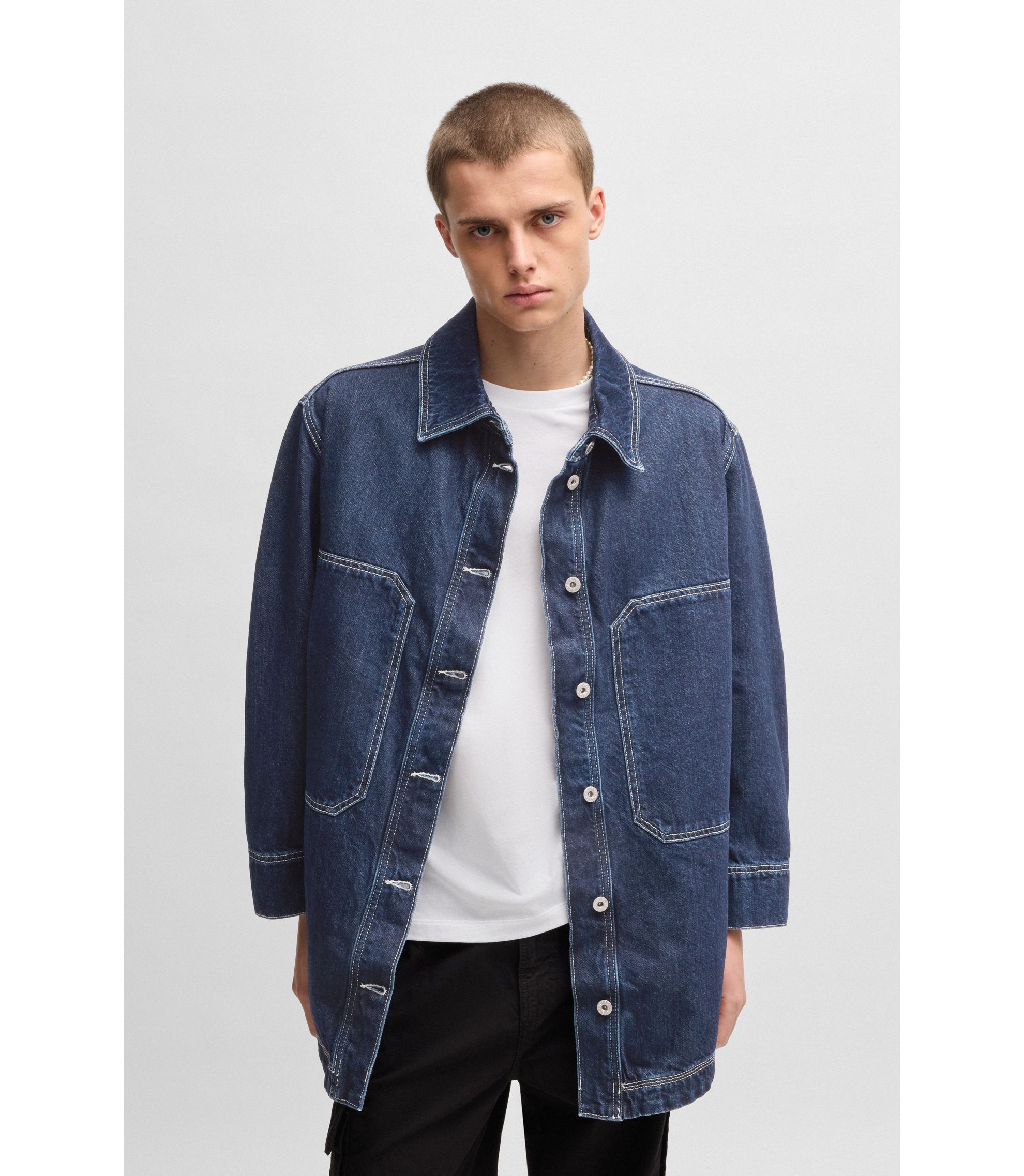 HUGO - オーバーサイズフィット デニムジャケット コントラスト