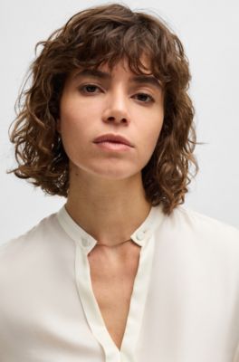BOSS - Relaxed-Fit Bluse aus italienischer Seide - Natur