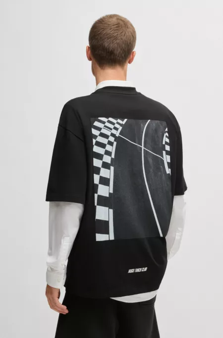 Cotton-jersey T-shirt with racing prints