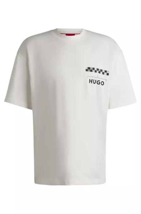 Cotton-jersey T-shirt with racing prints