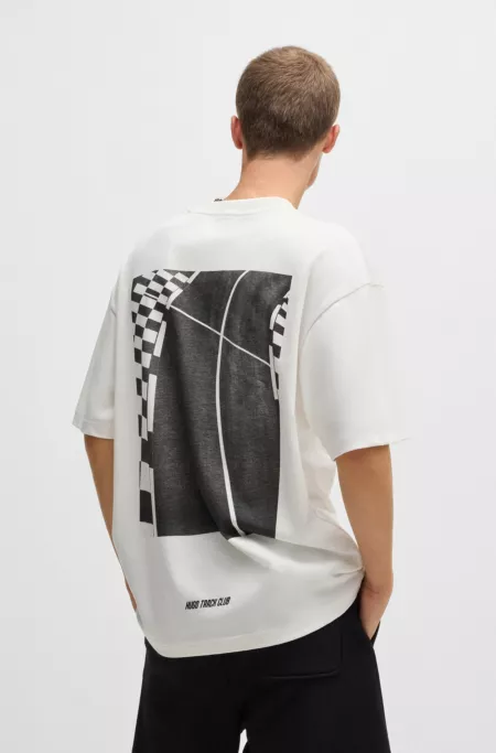 Cotton-jersey T-shirt with racing prints