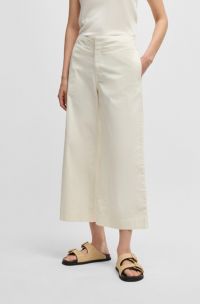Straight-leg culottes in stretch-cotton twill, White