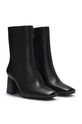 Bottines en cuir avec talon bloc