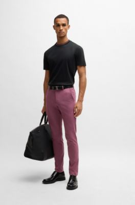 Slim-fit T-shirt in mercerised cotton with collar detail, Black