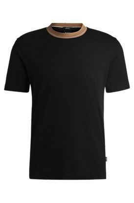 Mercerised-cotton slim-fit T-shirt with collar stripe