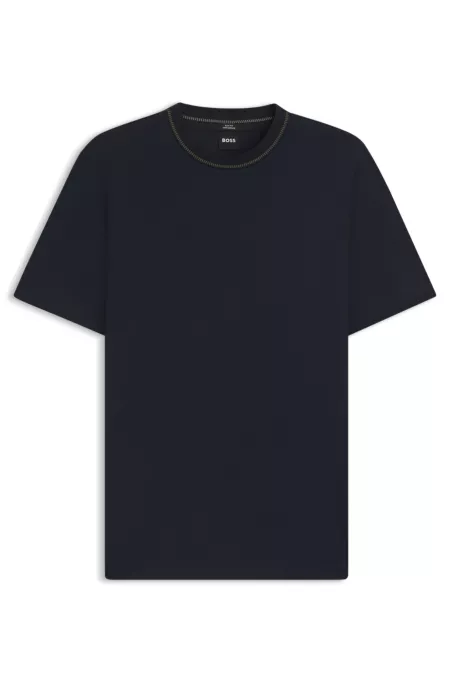 Slim-fit T-shirt in mercerised cotton with collar detail