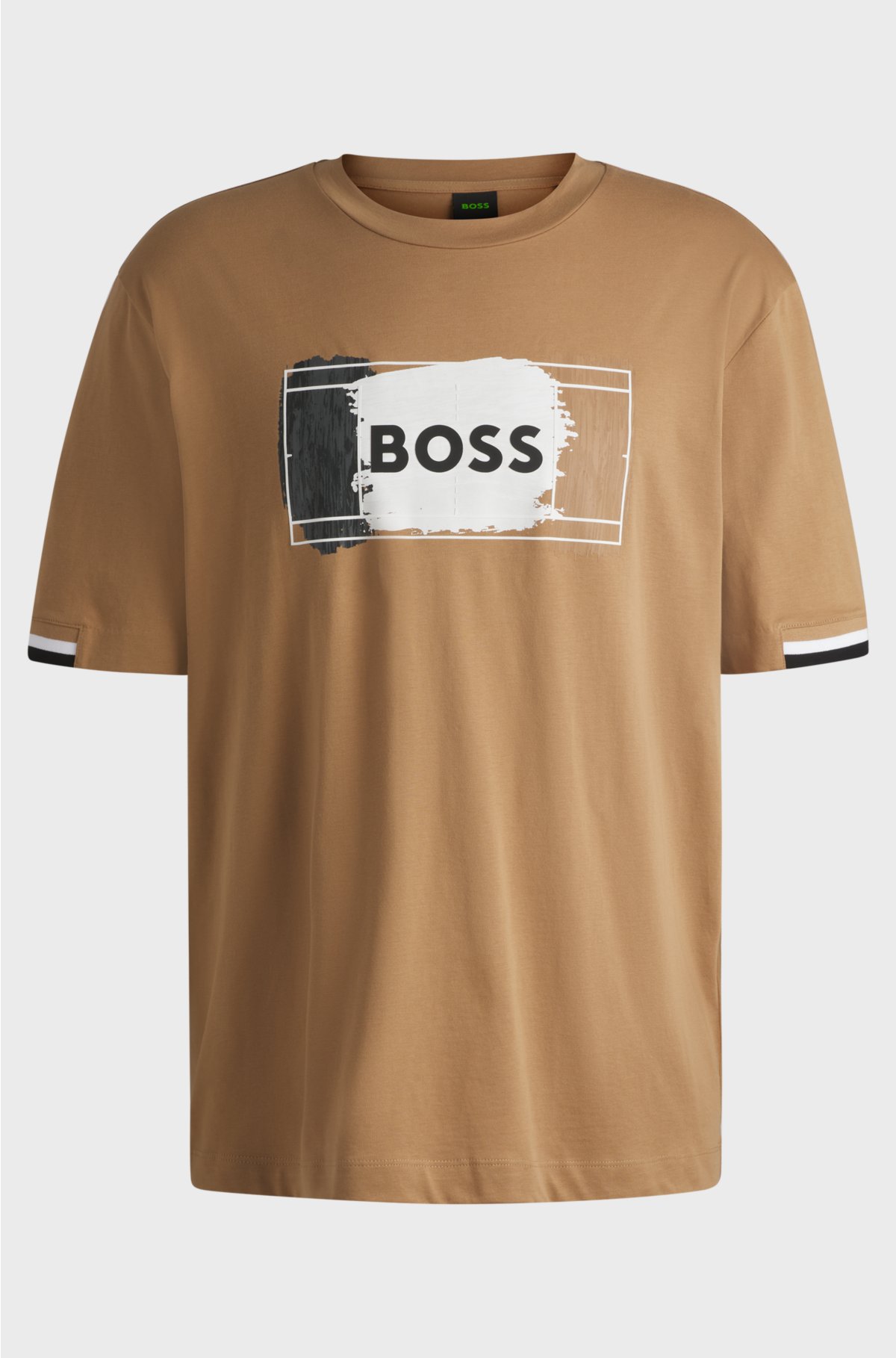 Cotton-jersey T-shirt with signature artwork, Beige