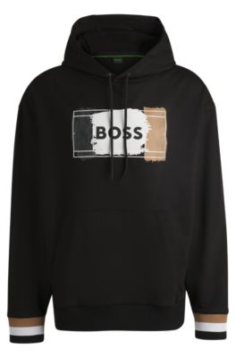 BOSS - Cotton-terry hoodie with signature artwork