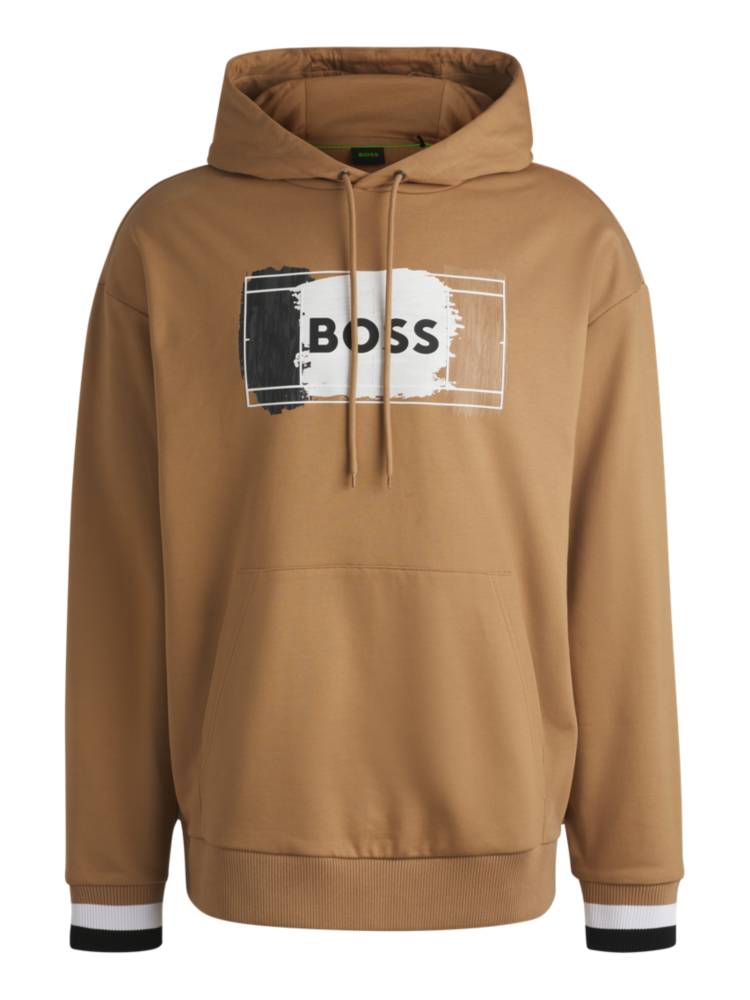 Artikel klicken und genauer betrachten! - Markanter BOSS Hoodie mit Signature-Streifen. Der gerade geschnittene Layer aus softem Baumwoll-Terry verspricht hohen Tragekomfort. Teil einer limitierten Capsule-Kollektion zur Feier des BOSS Open Tennisturniers. | im Online Shop kaufen