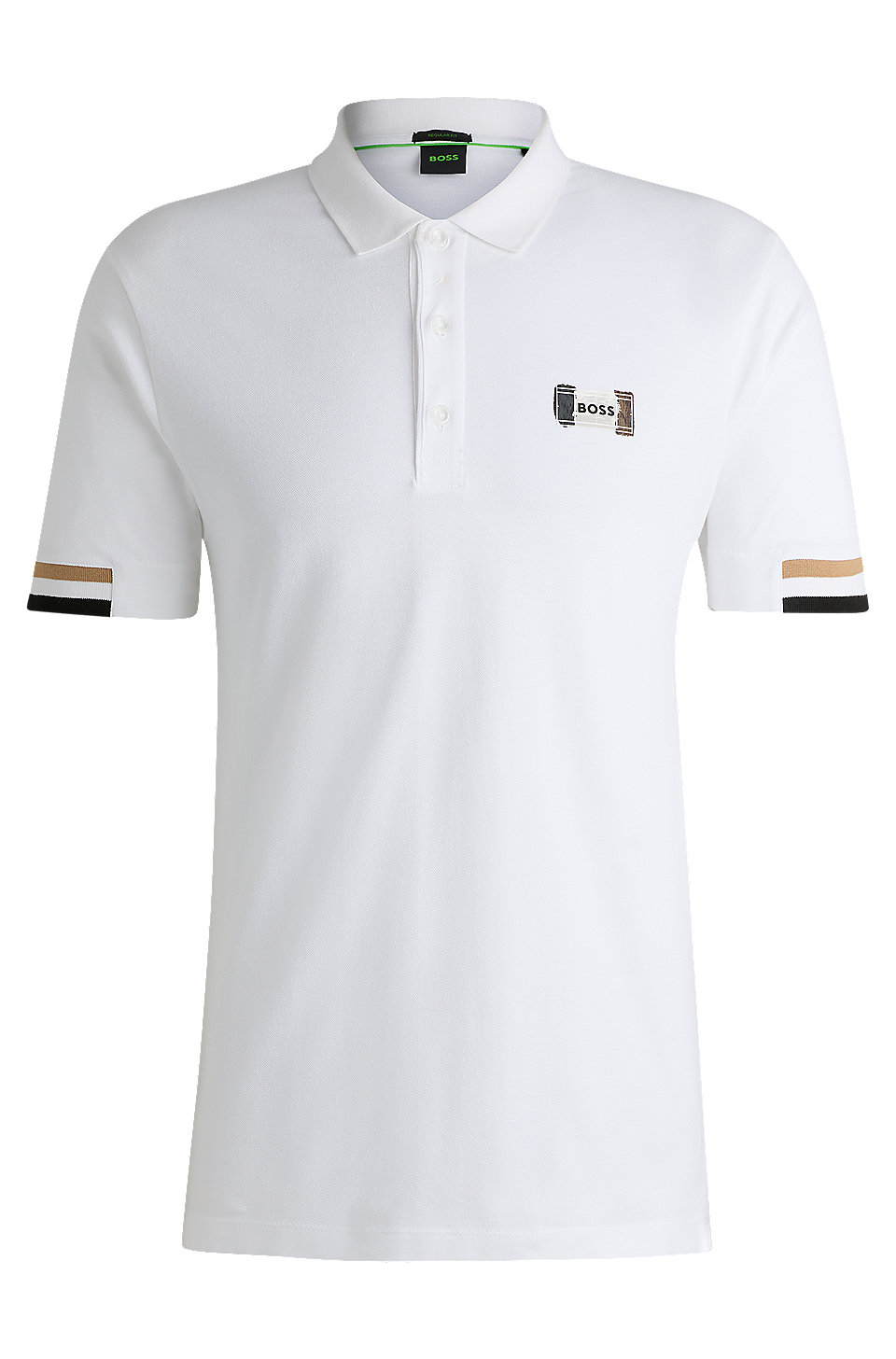 BOSS - Mercerised-cotton polo shirt with signature stripes