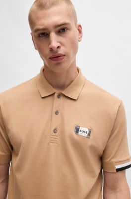 BOSS Mercerisedcotton polo shirt with signature stripes