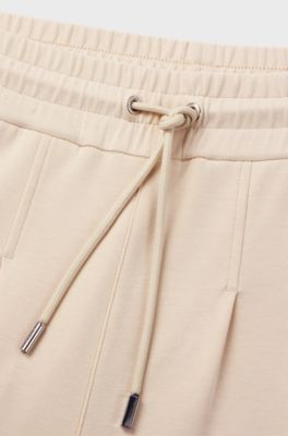 Wide-leg tracksuit bottoms with pleat details, Light Beige