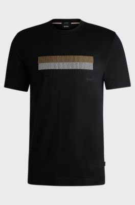 Mercerised-cotton T-shirt with brand artwork, Black